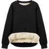 imageFlygo Womens Winter Sherpa Sweatshirt Fleece Lined Crewneck Pullover for Loungewear Streetwear TopBlack