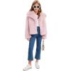 imageFlygo Girls Faux Fur Coat Kids Fluffy Long Sleeve Lapel Collar Open Front Jacket Warm Winter Shaggy Outwear with PocketsLightpink