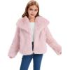 imageFlygo Girls Faux Fur Coat Kids Fluffy Long Sleeve Lapel Collar Open Front Jacket Warm Winter Shaggy Outwear with PocketsLightpink