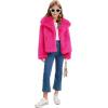 imageFlygo Girls Faux Fur Coat Kids Fluffy Long Sleeve Lapel Collar Open Front Jacket Warm Winter Shaggy Outwear with PocketsRose