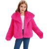 imageFlygo Girls Faux Fur Coat Kids Fluffy Long Sleeve Lapel Collar Open Front Jacket Warm Winter Shaggy Outwear with PocketsRose
