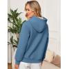 imageFlygo Womens Sherpa Fleece Lined Hoodie Winter Warm Thermal Heavyweight Plain Pullover Thicken Sweatshirt Tops with PocketsDustyblue