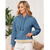 imageFlygo Womens Sherpa Fleece Lined Hoodie Winter Warm Thermal Heavyweight Plain Pullover Thicken Sweatshirt Tops with PocketsDustyblue