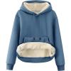 imageFlygo Womens Sherpa Fleece Lined Hoodie Winter Warm Thermal Heavyweight Plain Pullover Thicken Sweatshirt Tops with PocketsDustyblue