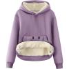 imageFlygo Womens Sherpa Fleece Lined Hoodie Winter Warm Thermal Heavyweight Plain Pullover Thicken Sweatshirt Tops with PocketsPurple