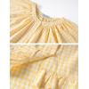 imageFlygo Womens Plaid Pajamas Sets 2 Piece Cotton Pj Set Puff Sleeve Ruffle Babydoll Shirt Gingham Pants Lounge SetsYellow