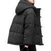 imageFlygo Womens Puffer Down Jacket Winter Bubble Quilted Coat with Hood Warm Padded OuterwearBlack