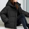 imageFlygo Womens Puffer Down Jacket Winter Bubble Quilted Coat with Hood Warm Padded OuterwearBlack