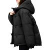 imageFlygo Womens Puffer Down Jacket Winter Bubble Quilted Coat with Hood Warm Padded OuterwearBlack
