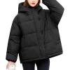 imageFlygo Womens Puffer Down Jacket Winter Bubble Quilted Coat with Hood Warm Padded OuterwearBlack