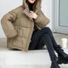 imageFlygo Womens Puffer Down Jacket Winter Bubble Quilted Coat with Hood Warm Padded OuterwearCoffee