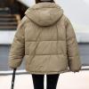 imageFlygo Womens Puffer Down Jacket Winter Bubble Quilted Coat with Hood Warm Padded OuterwearCoffee