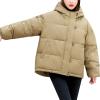 imageFlygo Womens Puffer Down Jacket Winter Bubble Quilted Coat with Hood Warm Padded OuterwearKhaki