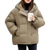 imageFlygo Womens Puffer Down Jacket Winter Bubble Quilted Coat with Hood Warm Padded OuterwearCoffee