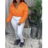 imageFlygo Womens Cropped Puffer Jacket Casual Hooded Zip up Winter Quilted Puffy CoatOrange