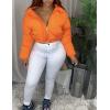 imageFlygo Womens Cropped Puffer Jacket Casual Hooded Zip up Winter Quilted Puffy CoatOrange