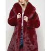 imageFlygo Womens Long Faux Fur Coats Winter Fluffy Open Front Luxury Overcoat Shaggy Lapel Long Sleeve Fuzzy Warm Cardigan JacketRed