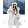 imageFlygo Womens Long Faux Fur Coats Winter Fluffy Open Front Luxury Overcoat Shaggy Lapel Long Sleeve Fuzzy Warm Cardigan JacketWhite