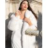 imageFlygo Womens Long Faux Fur Coats Winter Fluffy Open Front Luxury Overcoat Shaggy Lapel Long Sleeve Fuzzy Warm Cardigan JacketWhite