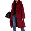imageFlygo Womens Long Faux Fur Coats Winter Fluffy Open Front Luxury Overcoat Shaggy Lapel Long Sleeve Fuzzy Warm Cardigan JacketRed