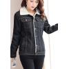 imageFlygo Womens Casual Lapel Fleece Sherpa Lined Denim Jean Jacket Trucker CoatBlack