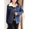 imageFlygo Womens Casual Lapel Fleece Sherpa Lined Denim Jean Jacket Trucker CoatDark Blue