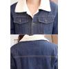 imageFlygo Womens Casual Lapel Fleece Sherpa Lined Denim Jean Jacket Trucker CoatDark Blue