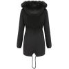 imageFlygo Womens Winter Mid Long Hooded Sherpa Lined Parkas Anorak Coat with Faux Fur CollarBlack