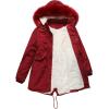 imageFlygo Womens Winter Mid Long Hooded Sherpa Lined Parkas Anorak Coat with Faux Fur CollarBurgundy