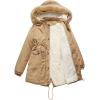imageFlygo Womens Winter Mid Long Hooded Sherpa Lined Parkas Anorak Coat with Faux Fur CollarKhaki