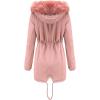 imageFlygo Womens Winter Mid Long Hooded Sherpa Lined Parkas Anorak Coat with Faux Fur CollarPink