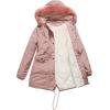 imageFlygo Womens Winter Mid Long Hooded Sherpa Lined Parkas Anorak Coat with Faux Fur CollarPink