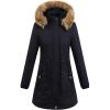 imageFlygo Womens Casual Hooded Warm Coats MidLong Sherpa Lined Parka JacketsBlack