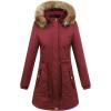 imageFlygo Womens Casual Hooded Warm Coats MidLong Sherpa Lined Parka JacketsWine Red