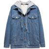 imageFlygo Womens Winter Oversized Boyfriend Sherpa Lined Denim Trucker Jacket with HoodedBlue