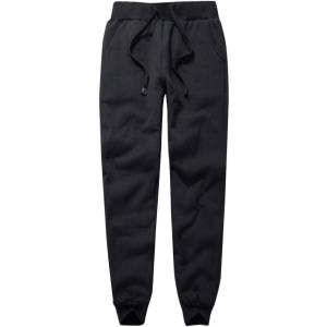 imageFlygo Womens Warm Sherpa Lined Sweatpants Drawstring Jogger Fleece PantsBlack