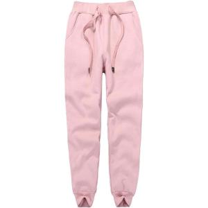 imageFlygo Womens Warm Sherpa Lined Sweatpants Drawstring Jogger Fleece PantsPink