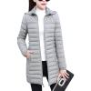 imageFlygo Womens Winter Coat Hooded Slim Fit Mid Long Quilted Padded Down Jacket ParkaGrey