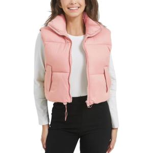 imageFlygo Puffer Vest Women Cropped Vest Zip Up Stand Collar Sleeveless Lightweight Winter Down Vests JacketPinkXL
