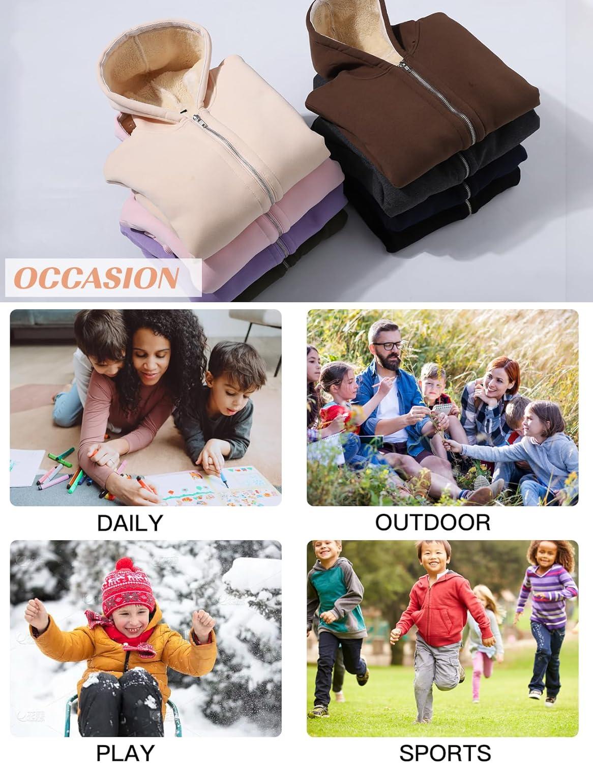 imageFlygo Unisex Boys Girls Fleece Jacket Hoodie Sherpa Lined Zip Up Hooded Sweatshirt Kids Winter JacketsYellow