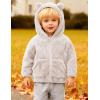 imageFlygo Girls Boys Fleece Hooded Jacket Unisex Toddler Sweatshirt Bear Ear Zip Up Sweater Outwear HoodieBeige