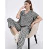 imageFlygo Womens Gingham Pajamas Set Cotton 2 Piece Pj Set Scalloped Collar Babydoll Shirt Pants Plaid Y2K Lounge SetsBlack