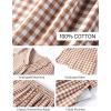 imageFlygo Womens Gingham Pajamas Set Cotton 2 Piece Pj Set Scalloped Collar Babydoll Shirt Pants Plaid Y2K Lounge SetsBrown