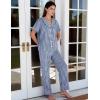 imageFlygo Womens Gingham Pajamas Set Cotton 2 Piece Pj Set Scalloped Collar Babydoll Shirt Pants Plaid Y2K Lounge SetsNavy