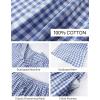 imageFlygo Womens Gingham Pajamas Set Cotton 2 Piece Pj Set Scalloped Collar Babydoll Shirt Pants Plaid Y2K Lounge SetsNavy