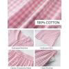 imageFlygo Womens Gingham Pajamas Set Cotton 2 Piece Pj Set Scalloped Collar Babydoll Shirt Pants Plaid Y2K Lounge SetsPink