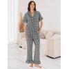 imageFlygo Womens Plaid Pajamas Sets 2 Piece Cotton Pj Set Ruffled Sleeve Button Down Shirt Gingham Pants Lounge SetsBlack