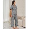 imageFlygo Womens Plaid Pajamas Sets 2 Piece Cotton Pj Set Ruffled Sleeve Button Down Shirt Gingham Pants Lounge SetsBlack