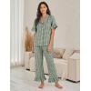 imageFlygo Womens Plaid Pajamas Sets 2 Piece Cotton Pj Set Ruffled Sleeve Button Down Shirt Gingham Pants Lounge SetsDark Green