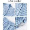 imageFlygo Womens Striped Pajama Sets 2 Piece Cotton Long Sleeve Tops and Pj Shorts Sets Casual Lounge Button Down Cozy SleepwearBlue